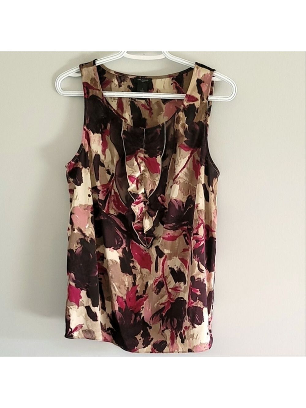 Ann Taylor Women's Sleeveless Floral Ruffled Top Size 6